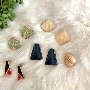 Vintage Bundle of Earrings Set of 5 Pairs Multicolored Resin